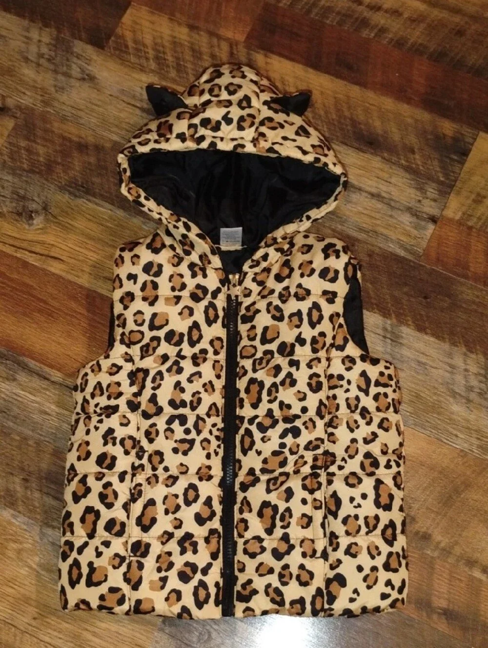 Girls' 4t Leopard Print Hooded Puffer Vest & Pink Unicorn 🦄 Hooded Puffer Vest
